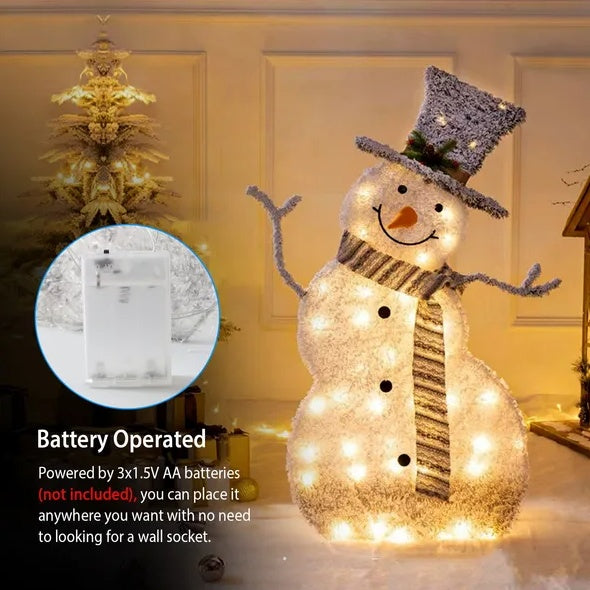 LED Christmas Holiday Snowman Decoration Light Collapsible Battery Operated