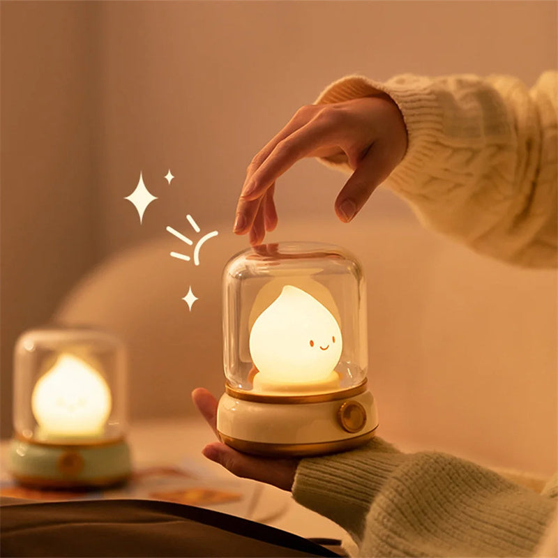 LED Cute Night Lamp / Retro Small Night Lamp Bedroom / Mini Creative Desktop Lamp / USB Rechargeable Portable Cartoon Table Lamp For Coffee Bar Hotel Bedroom Home Decor