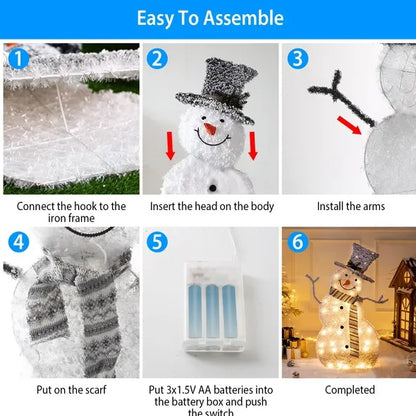 LED Christmas Holiday Snowman Decoration Light Collapsible Battery Operated