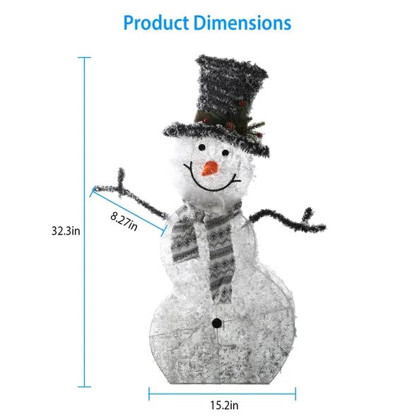 LED Christmas Holiday Snowman Decoration Light Collapsible Battery Operated