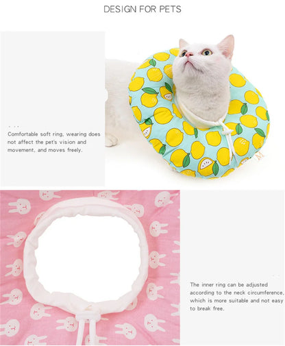 100% Cotton Collar Pet Dog Recovery Collar for Anti-Bite Lick Surgery Wound Healing Protective Pet Cats E-Collar