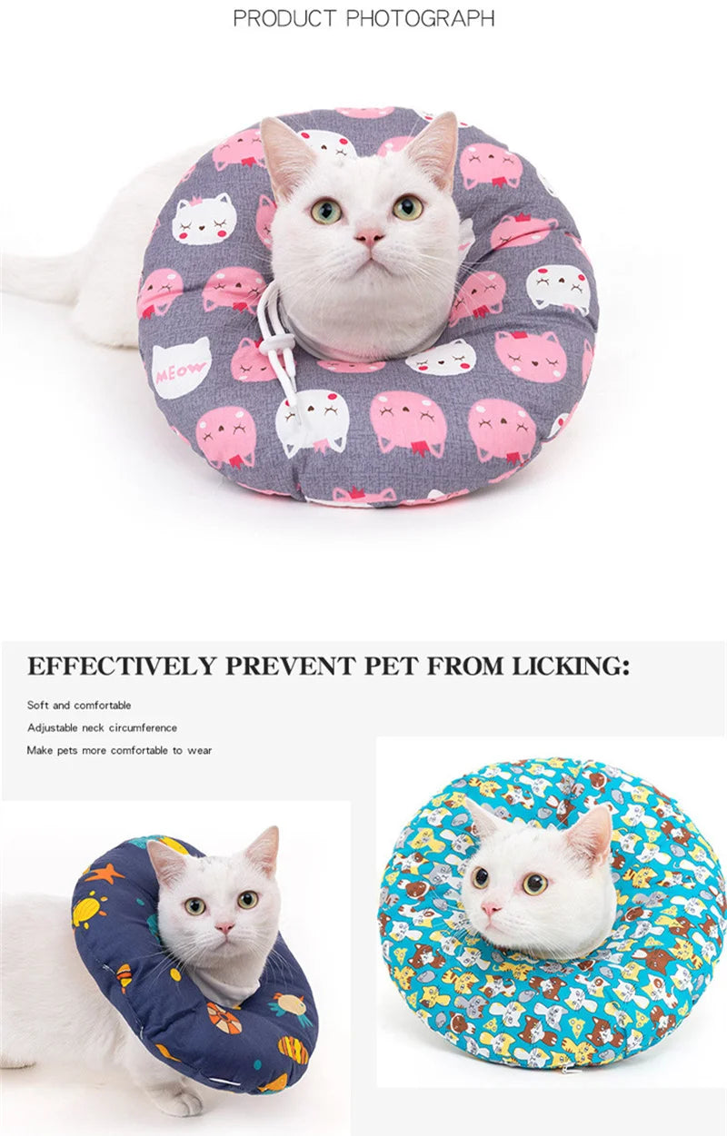 100% Cotton Collar Pet Dog Recovery Collar for Anti-Bite Lick Surgery Wound Healing Protective Pet Cats E-Collar