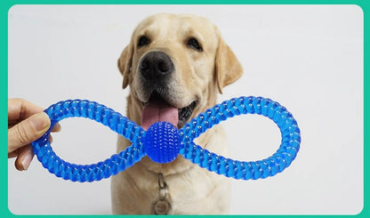 Bite-Resistant Eight-Character Cable Stitch Interactive Pull Ring Biting Dog Toy TPR Floating Pet Toy Pet Training Item