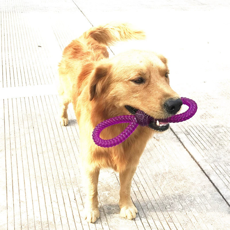 Bite-Resistant Eight-Character Cable Stitch Interactive Pull Ring Biting Dog Toy TPR Floating Pet Toy Pet Training Item