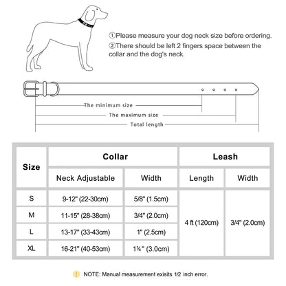 Soft Padded Dog Collar Leash Set PU Leather Pet Dog Collars Necklace With Walking Lead Rope Adjustable For Small Medium Dogs