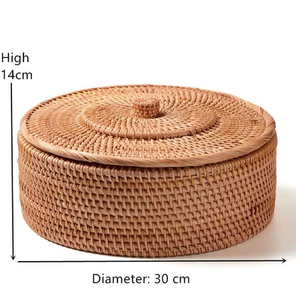 Handwoven Rattan Storage Box with Lid