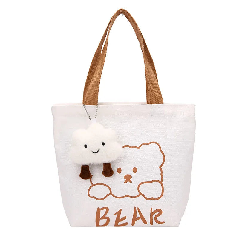 Small Canvas Bag - Cartoon Bear Lunch Box Tote