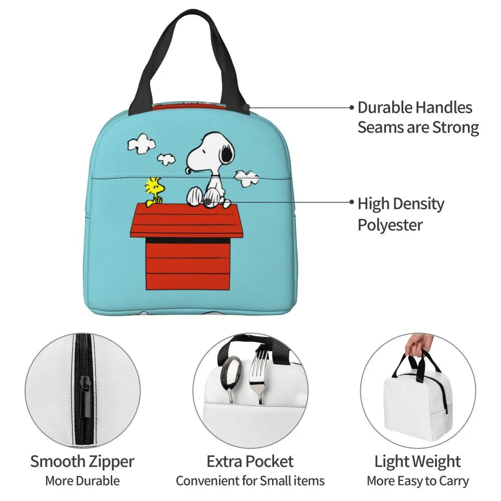 Cartoon Snoopy Insulated Lunch Bag - Portable Thermal Cooler Tot