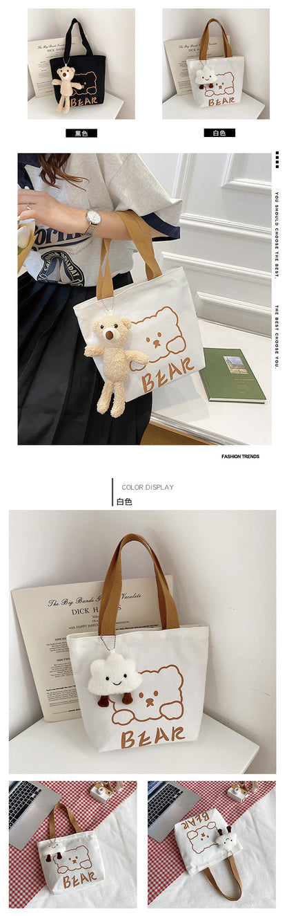 Small Canvas Bag - Cartoon Bear Lunch Box Tote