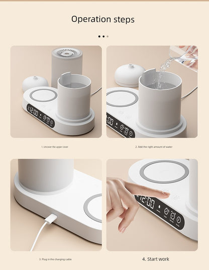 Nano Aroma Diffuser Humidifier with Wireless Phone Charger Clock Bluetooth Audio for Bedroom