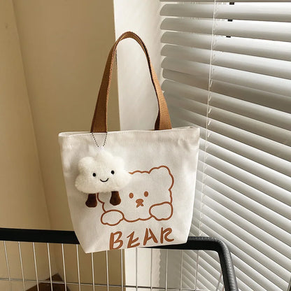 Small Canvas Bag - Cartoon Bear Lunch Box Tote