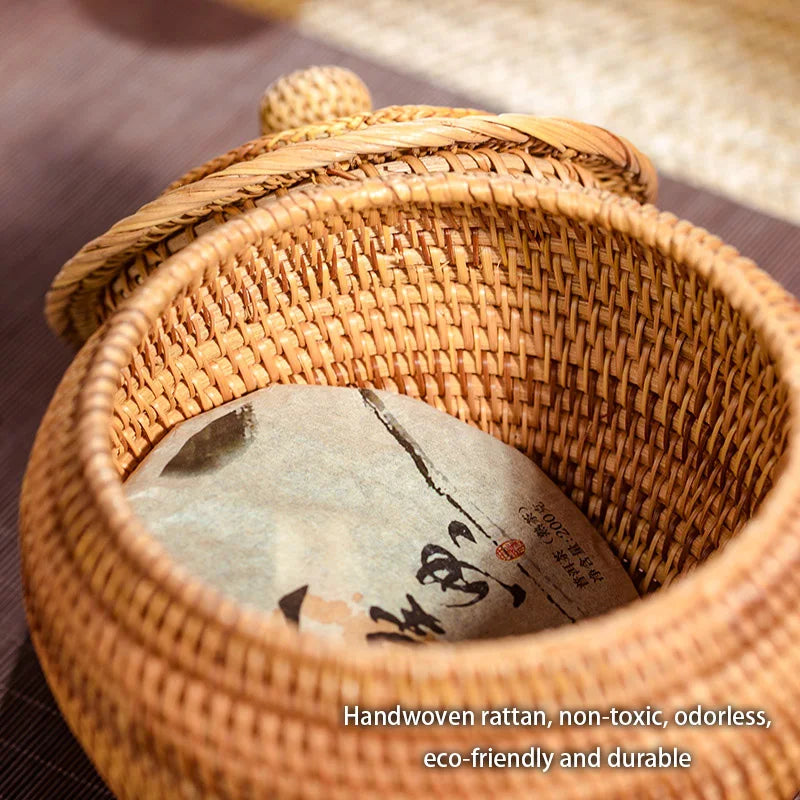 Handwoven Rattan Storage Box with Lid