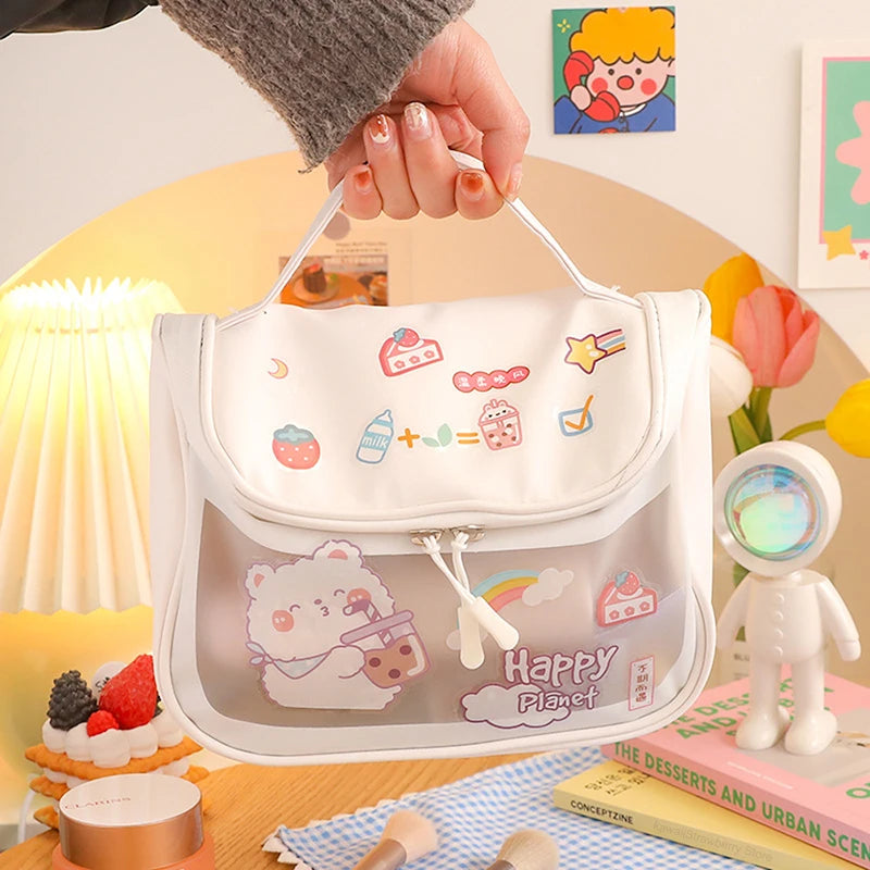 Kawaii Bear Makeup Bag - Large Portable Waterproof Cosmetic Pouch, Travel Organizer