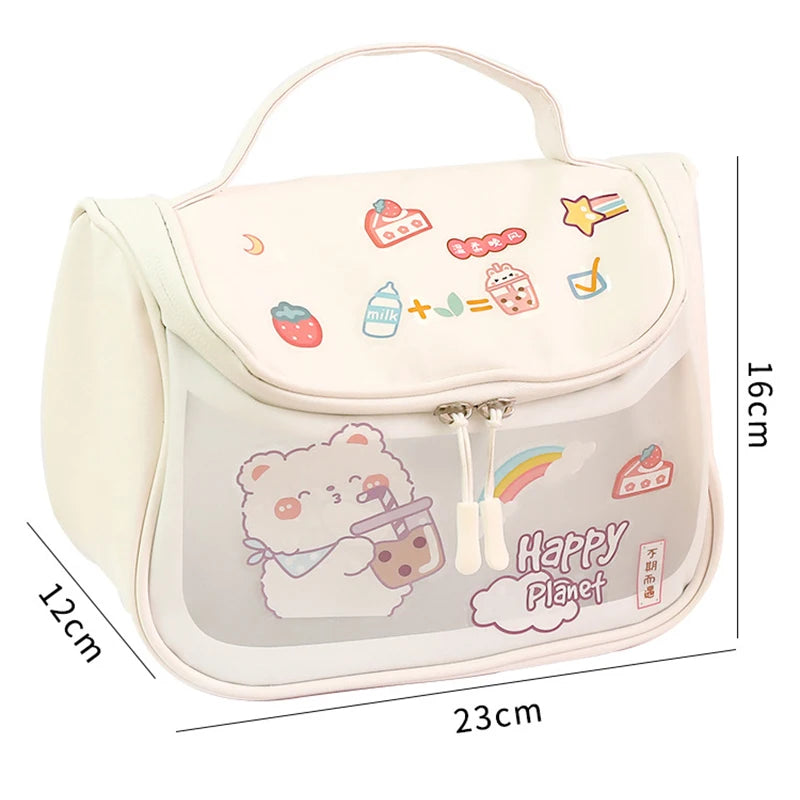 Kawaii Bear Makeup Bag - Large Portable Waterproof Cosmetic Pouch, Travel Organizer