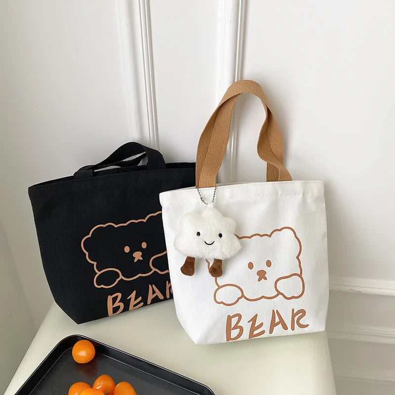 Small Canvas Bag - Cartoon Bear Lunch Box Tote