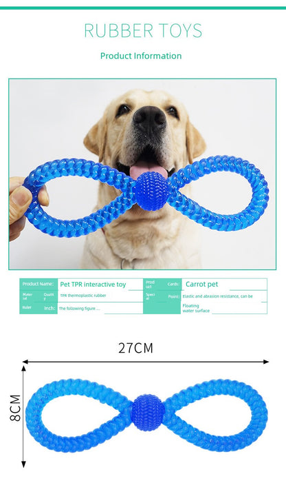 Bite-Resistant Eight-Character Cable Stitch Interactive Pull Ring Biting Dog Toy TPR Floating Pet Toy Pet Training Item