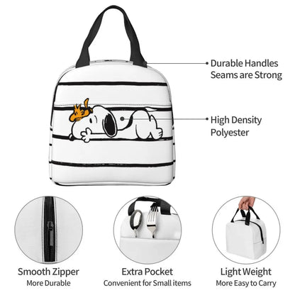 Cartoon Snoopy Insulated Lunch Bag - Portable Thermal Cooler Tot