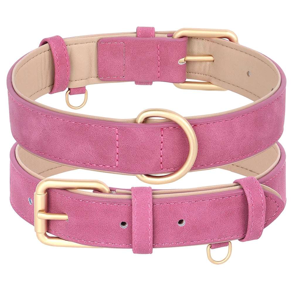 Soft Padded Dog Collar Leash Set PU Leather Pet Dog Collars Necklace With Walking Lead Rope Adjustable For Small Medium Dogs