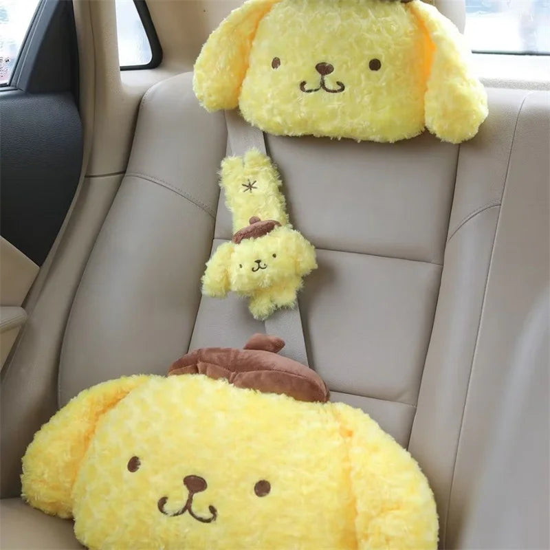 Pom cute Dog Car Seat Belt Covers and Headrests