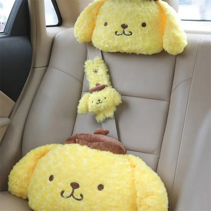 Pom cute Dog Car Seat Belt Covers and Headrests