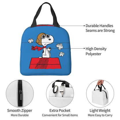 Cartoon Snoopy Insulated Lunch Bag - Portable Thermal Cooler Tot