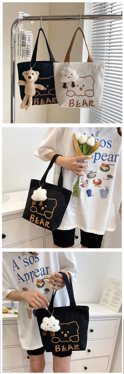 Small Canvas Bag - Cartoon Bear Lunch Box Tote