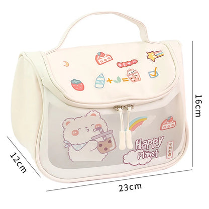 Kawaii Bear Makeup Bag - Large Portable Waterproof Cosmetic Pouch, Travel Organizer