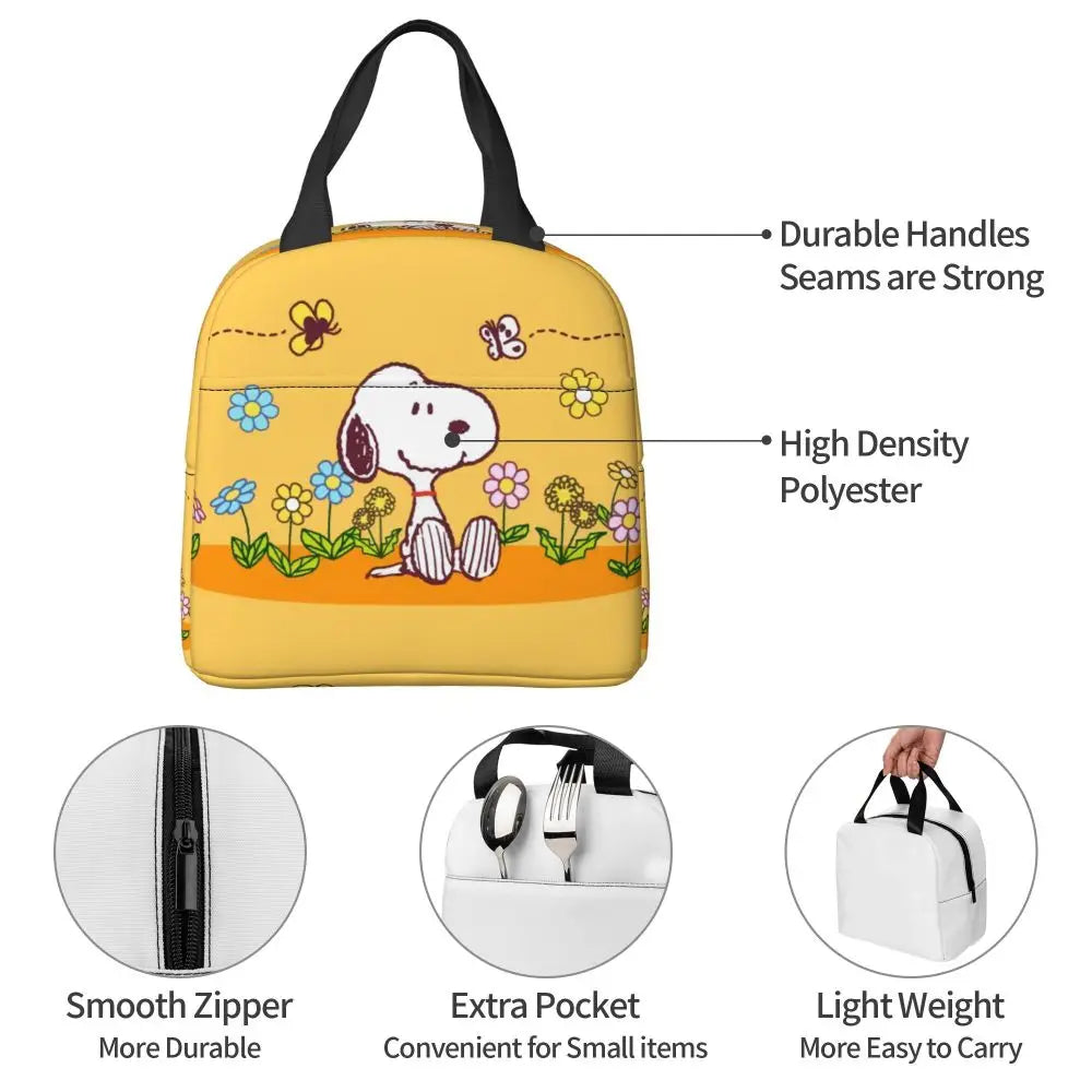 Cartoon Snoopy Insulated Lunch Bag - Portable Thermal Cooler Tot