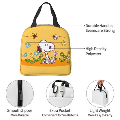 Cartoon Snoopy Insulated Lunch Bag - Portable Thermal Cooler Tot