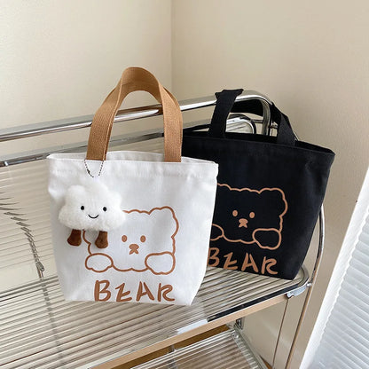 Small Canvas Bag - Cartoon Bear Lunch Box Tote