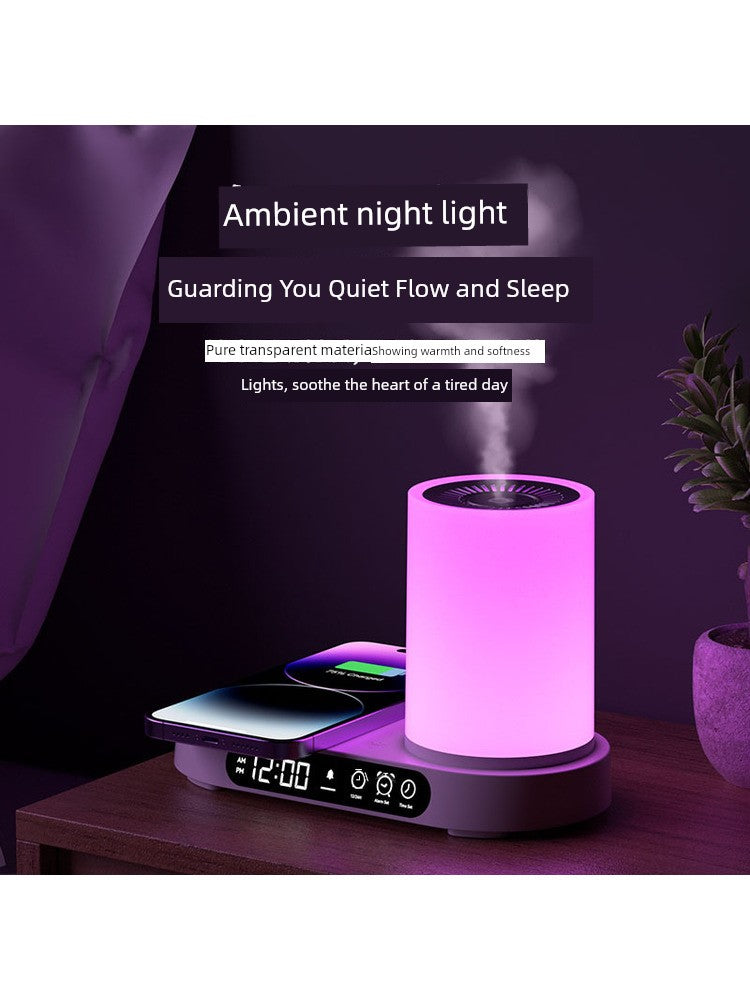 Nano Aroma Diffuser Humidifier with Wireless Phone Charger Clock Bluetooth Audio for Bedroom