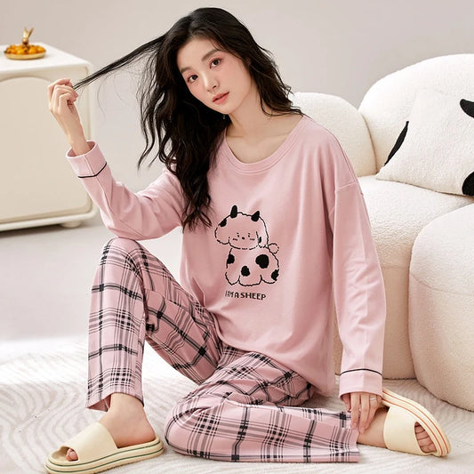 Autumn Long Sleeve Cotton Pajama Sets