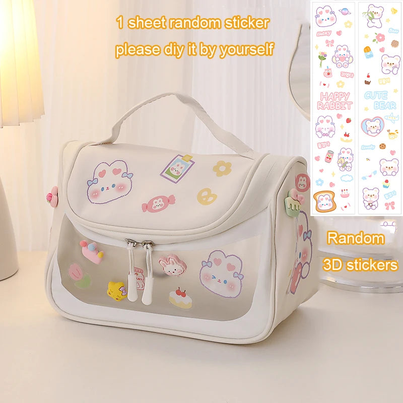 Kawaii Bear Makeup Bag - Large Portable Waterproof Cosmetic Pouch, Travel Organizer