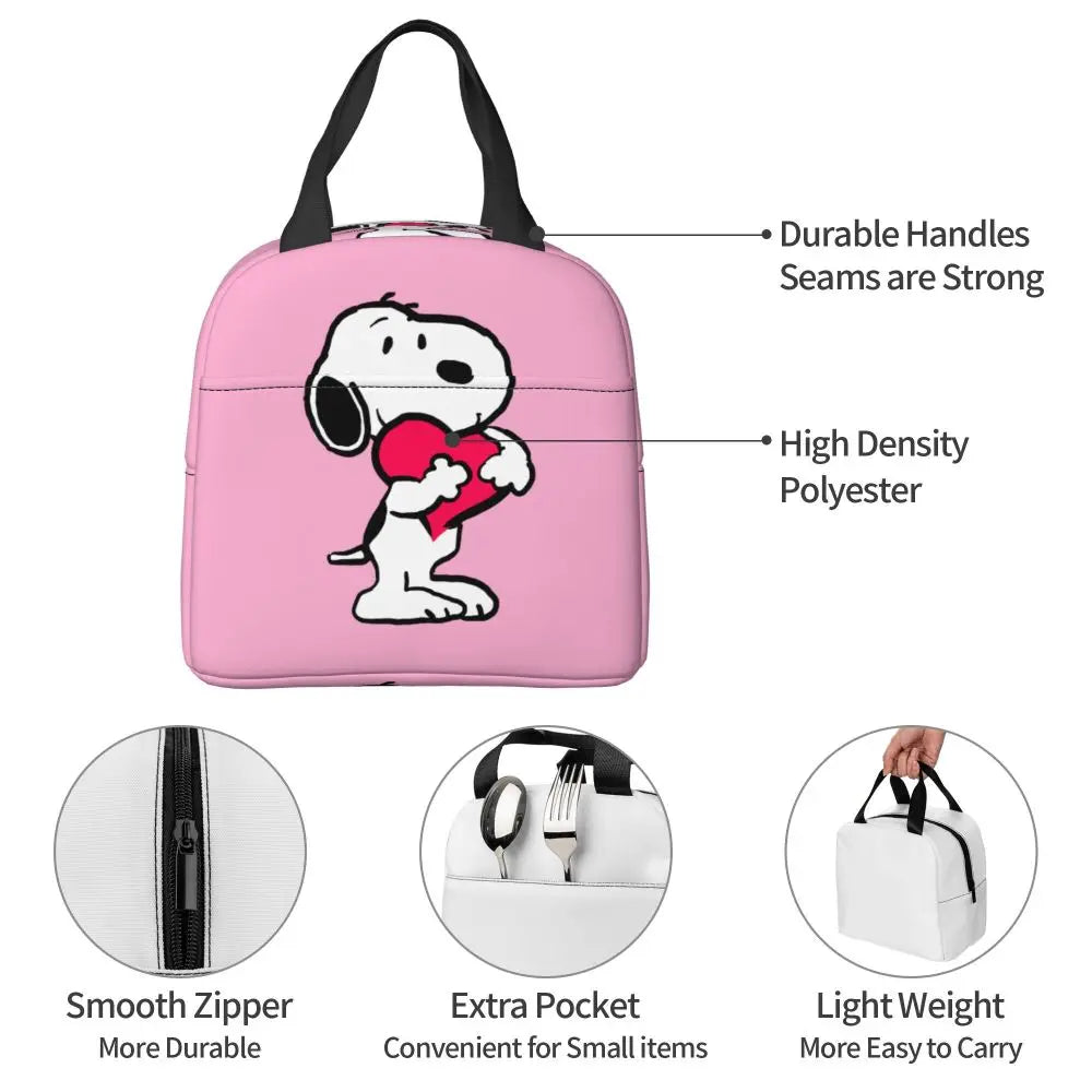 Cartoon Snoopy Insulated Lunch Bag - Portable Thermal Cooler Tot