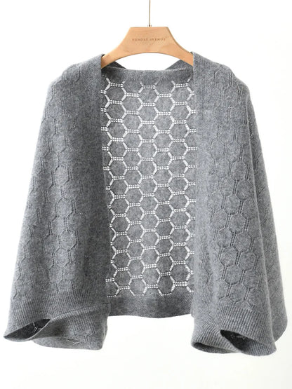 100% Merino Wool Shawl Cardigan - Women's Knitted Sweater for Spring and Autumn