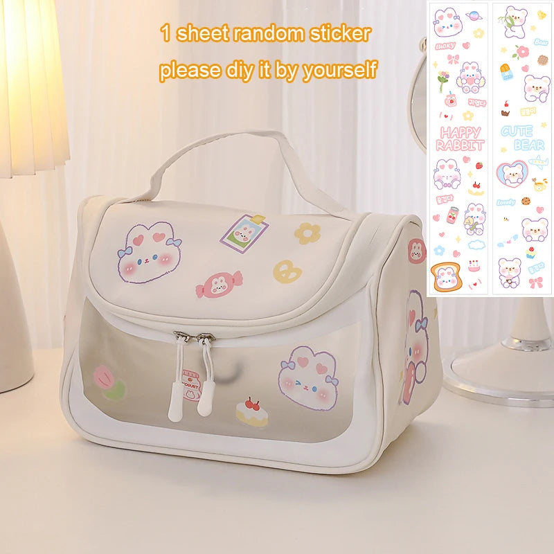 Kawaii Bear Makeup Bag - Large Portable Waterproof Cosmetic Pouch, Travel Organizer