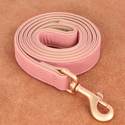 Soft Padded Dog Collar Leash Set PU Leather Pet Dog Collars Necklace With Walking Lead Rope Adjustable For Small Medium Dogs