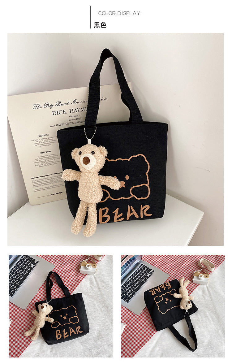 Small Canvas Bag - Cartoon Bear Lunch Box Tote