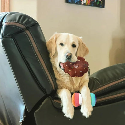 A 7-piece set of Plush Fruit Snack Style Sound Chewing Pet Toy Box