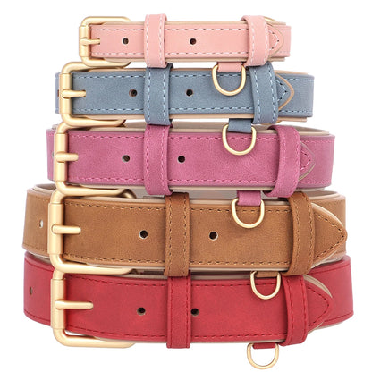 Soft Padded Dog Collar Leash Set PU Leather Pet Dog Collars Necklace With Walking Lead Rope Adjustable For Small Medium Dogs