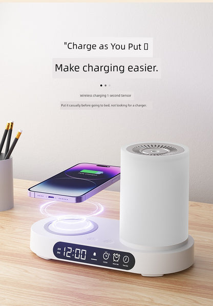 Nano Aroma Diffuser Humidifier with Wireless Phone Charger Clock Bluetooth Audio for Bedroom