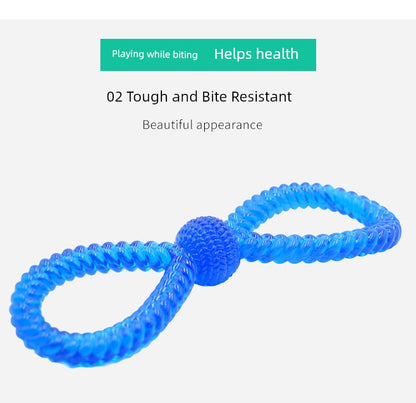 Bite-Resistant Eight-Character Cable Stitch Interactive Pull Ring Biting Dog Toy TPR Floating Pet Toy Pet Training Item