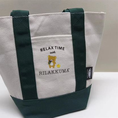 Cute Rilakkuma Bear Canvas Handbag - Kids' Lunch Bag & Women's Tote