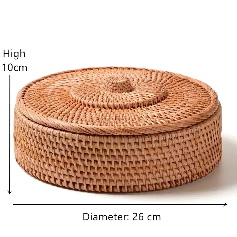 Handwoven Rattan Storage Box with Lid