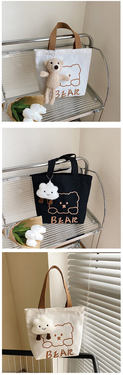 Small Canvas Bag - Cartoon Bear Lunch Box Tote