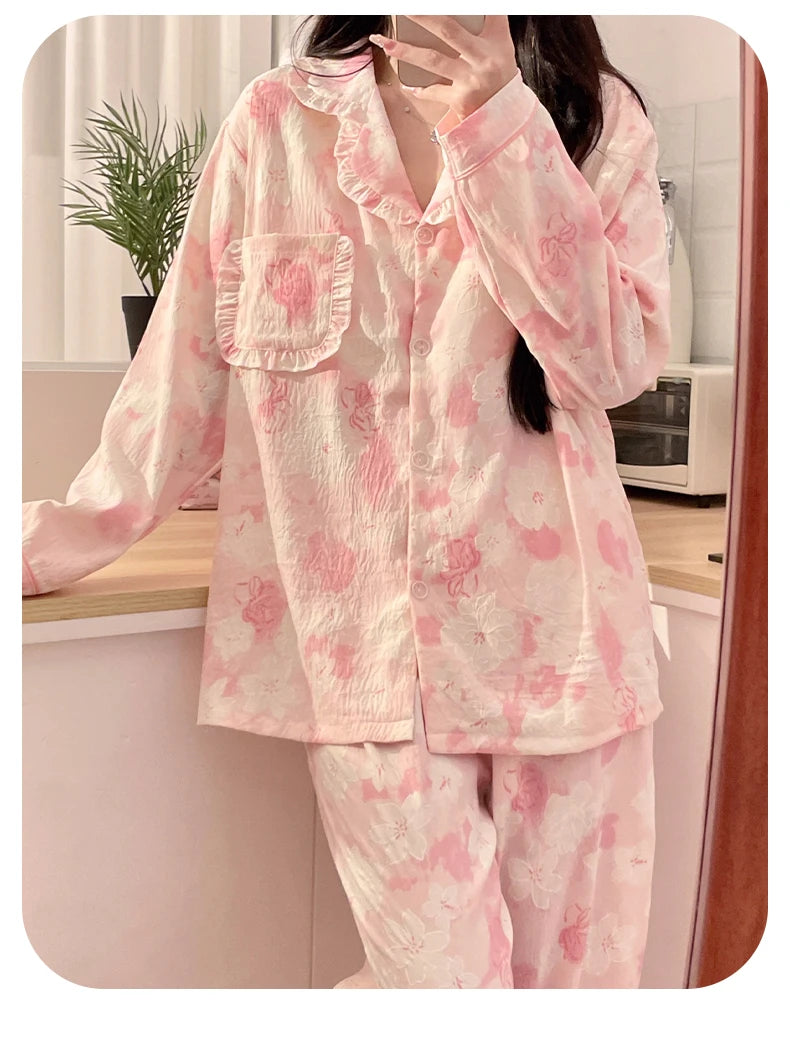 Pajama Sets with Chest Pads Women Aesthetic