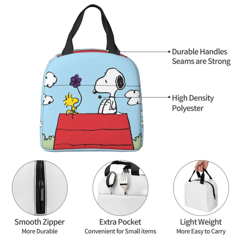 Cartoon Snoopy Insulated Lunch Bag - Portable Thermal Cooler Tot