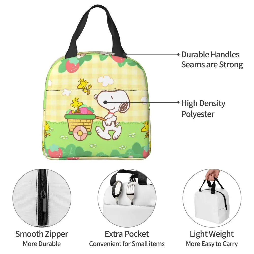 Cartoon Snoopy Insulated Lunch Bag - Portable Thermal Cooler Tot