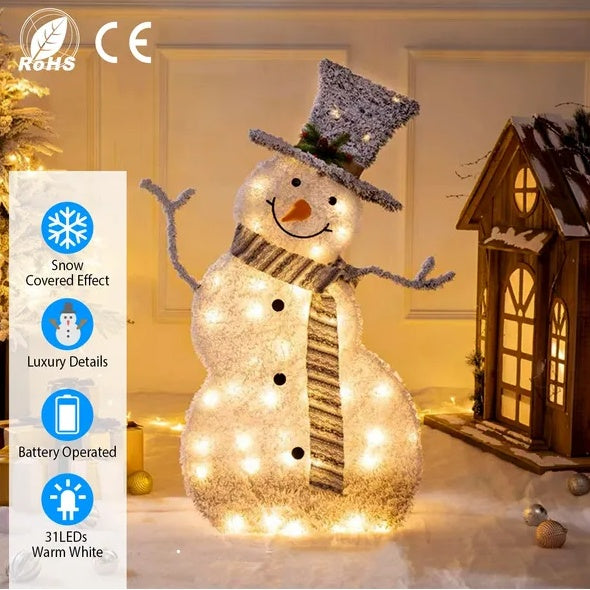 LED Christmas Holiday Snowman Decoration Light Collapsible Battery Operated